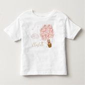 T-shirt Pour Les Tous Petits Ballons roses Teddy Bear Gold Script (Devant)