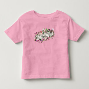 T-shirt Pour Les Tous Petits Bannière Florale Vintage au Nom de Marguerite Mign