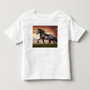 T-shirt Pour Les Tous Petits Beau Cheval Noir