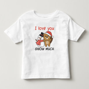 T-shirt Pour Les Tous Petits Beaver Je T'Aime Neige Beaucoup Snowman Pun