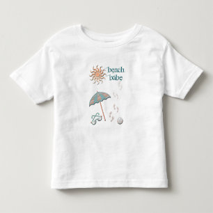 T-shirt Pour Les Tous Petits Bébé de la plage - Parasol, Balle, Empreintes dans