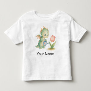 T-shirt Pour Les Tous Petits Bébé dragon personnalisé adorable arrosant des fle