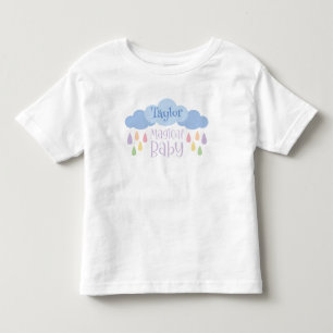 T-shirt Pour Les Tous Petits Bébé magique Pastel Pluie & Nuage Nom personnalisé
