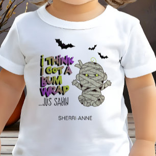 T-shirt Pour Les Tous Petits Bébé momie emmaillotée Halloween vert ID683