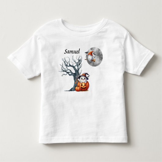 T-shirt Pour Les Tous Petits Bébé mou Fantômes Halloween Scène - Monogramme (Devant)