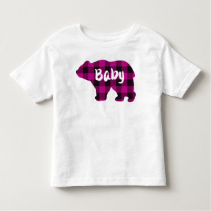 T-shirt Pour Les Tous Petits Bébé Ours rose et noir Pays plaid Thaillot Pill