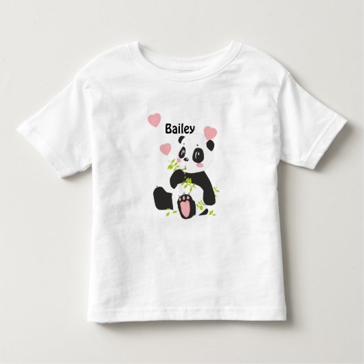 T-shirt Pour Les Tous Petits Bébé Panda Ours Rose Coeurs Personnalisé (Devant)