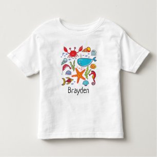 T-shirt Pour Les Tous Petits Bébé personnalisé par océan d'hippocampe de