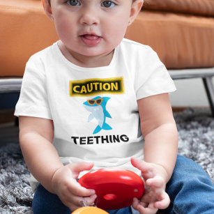 T-shirt Pour Les Tous Petits Bébé Requin Attention Dents mignonnes Drôle