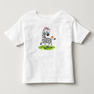 T-shirt Pour Les Tous Petits Bébé Zèbre Dessin Jouer avec Papillon-23960
