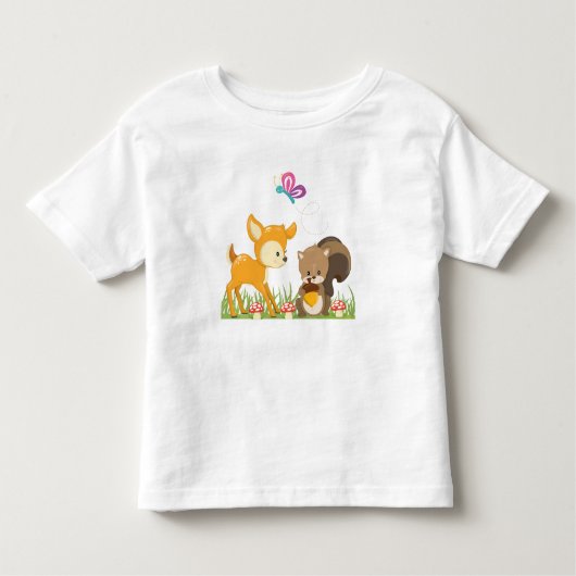T-shirt Pour Les Tous Petits Belle forêt Animaux Caricature Whimsical (Devant)