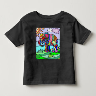 T-shirt Pour Les Tous Petits Belle peinture artistique colorée d'éléphant