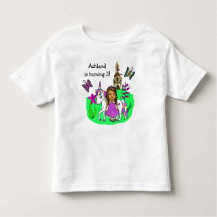 T-shirt Pour Les Tous Petits Birthday Girl Princess et Unicorn Age and Name