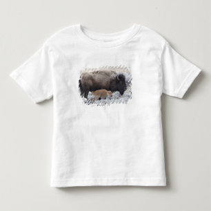 T-shirt Pour Les Tous Petits Bison de vache et de veau, Yellowstone
