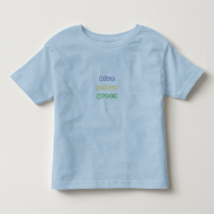T-shirt Pour Les Tous Petits Bleu, jaune, vert couleur des mots chemise