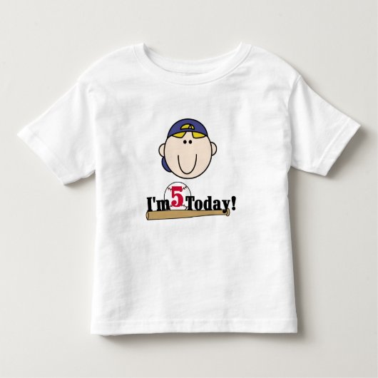 T-shirt Pour Les Tous Petits Blond Boy Baseball 5e anniversaire (Devant)