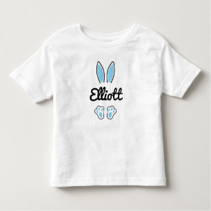 T-shirt Pour Les Tous Petits Blue Custom Name Ears Bunny de Pâques Pieds