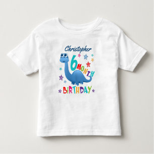 T-shirt Pour Les Tous Petits Blue Dinosaur 6 mois Anniversaire