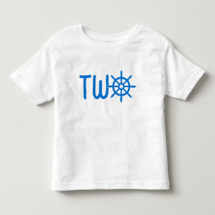 T-shirt Pour Les Tous Petits Blue Nautical boys 2nd Birthday Bateau Wheel Helm