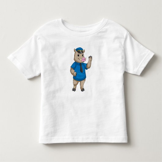 T-shirt Pour Les Tous Petits Boar en tant qu'officier de police avec casquette (Devant)