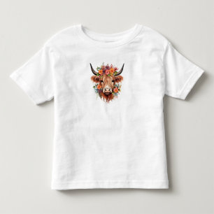 T-shirt Pour Les Tous Petits Boho Floral Highland Cow