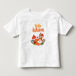 T-shirt Pour Les Tous Petits Bonjour Automne Renard Mignon Automne Saison D'aut
