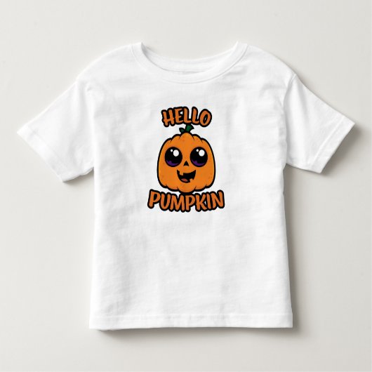 T-shirt Pour Les Tous Petits Bonjour Citrouille mignon Halloween Jack-O-Lantern (Devant)