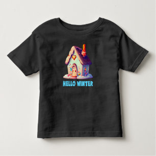 T-shirt Pour Les Tous Petits Bonjour l'hiver, mignonne maison