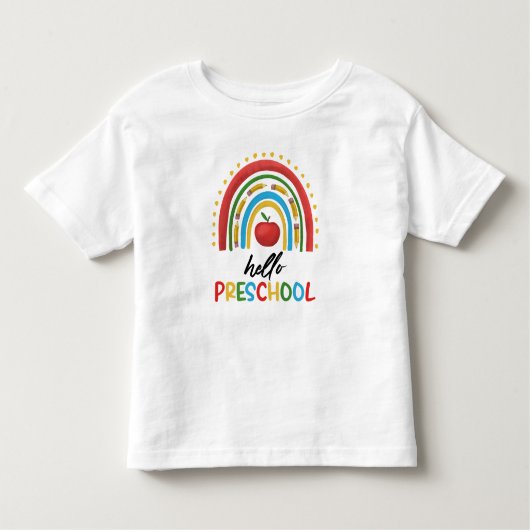T-shirt Pour Les Tous Petits Bonjour préscolaire Pré scolaire arc-en-ciel Retou (Devant)