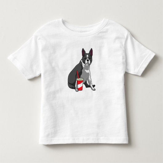 T-shirt Pour Les Tous Petits Boston Terrier avec boisson (Devant)