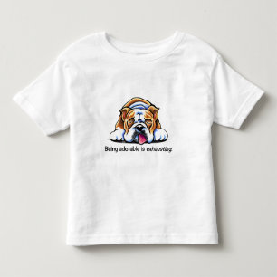 T-shirt Pour Les Tous Petits Bouledogue anglais étant -Laisse adorable Art™