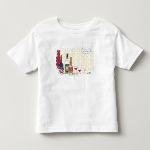 T-shirt Pour Les Tous Petits Bouteilles de vin avec des verres à vin sur la