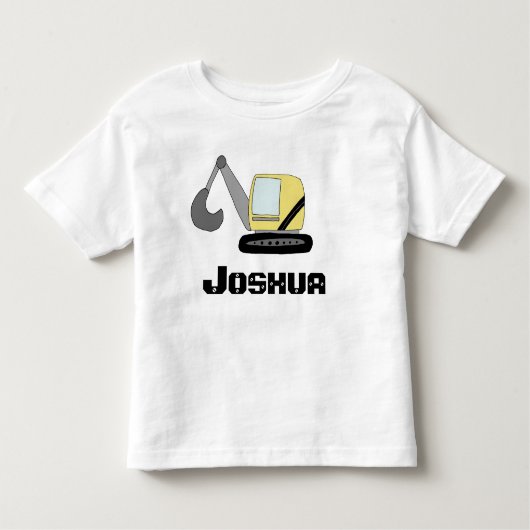 T-shirt Pour Les Tous Petits Boys Construction Digger Excavator Doodle and Name (Devant)