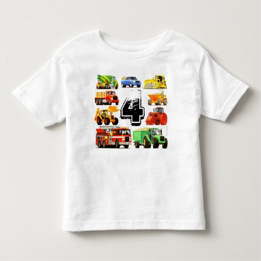 T-shirt Pour Les Tous Petits Boy's Custom Age Construction Camion 4e anniversai (Devant)