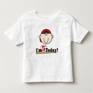 T-shirt Pour Les Tous Petits Brunette Boy Baseball 5e anniversaire