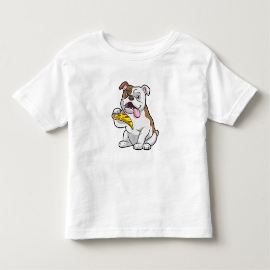 T-shirt Pour Les Tous Petits Bulldog avec morceau de pizza (Devant)