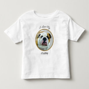 T-shirt Pour Les Tous Petits Bulldog Painting - Joli art original chien