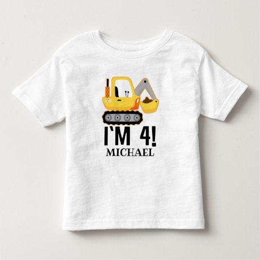 T-shirt Pour Les Tous Petits Bulldozer de construction du 4e anniversaire perso (Devant)