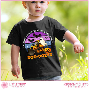 T-shirt Pour Les Tous Petits Bulldozer fantôme effrayant personnalisable Hallow