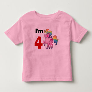 T-shirt Pour Les Tous Petits cadeau de fille d'anniversaire de 4 ans (poney de