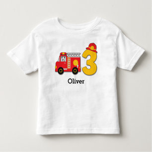 T-shirt Pour Les Tous Petits Camion d'incendie personnalisé 3e anniversaire