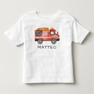T-shirt Pour Les Tous Petits Camion-feu personnalisé, joli Pommeau personnalisé