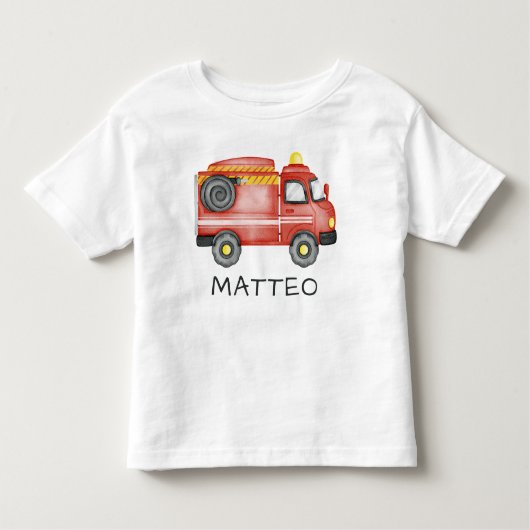 T-shirt Pour Les Tous Petits Camion-feu personnalisé, joli Pommeau personnalisé (Devant)