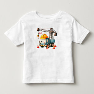 T-shirt Pour Les Tous Petits  Camion-grue de construction personnalisé adorable