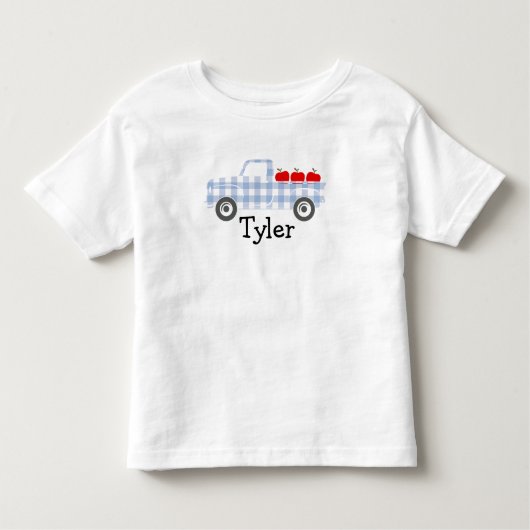 T-shirt Pour Les Tous Petits Camion Plaid Bleu avec Pommes T-S personnalisée (Devant)