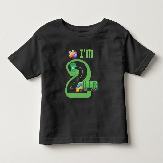T-shirt Pour Les Tous Petits Camion-poubelle vieux de 2 ans 2e anniversaire (Devant)
