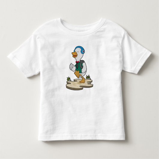 T-shirt Pour Les Tous Petits Canard comme randonneur avec sac à dos (Devant)