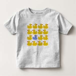 T-shirt Pour Les Tous Petits Canards en caoutchouc jaunes avec un canard bleu