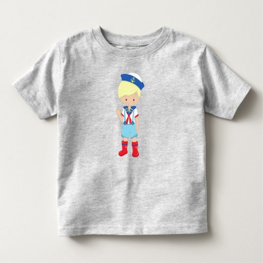 T-shirt Pour Les Tous Petits Capitaine de bateau, Skipper, Cheveux blond, Petit (Devant)