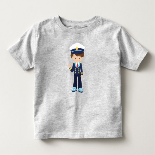 T-shirt Pour Les Tous Petits Capitaine de bateau, Skipper, mignonne garçon, che (Devant)